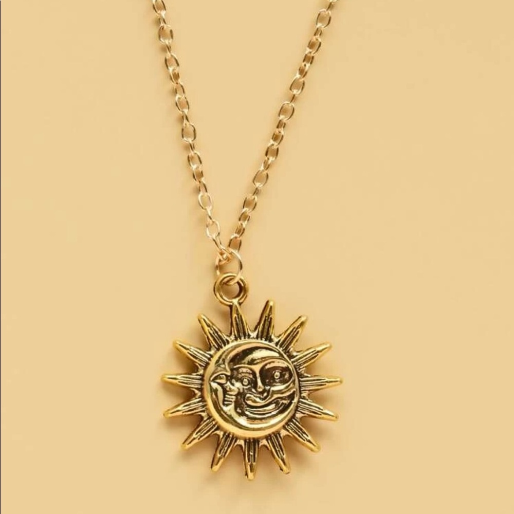 Gold Sun and Moon Necklace